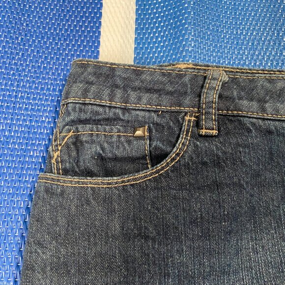 Route 66 Women's Classic Fit Jeans Skirt Size 14 Blue Dark Wash Denim Embroider - Picture 3 of 7